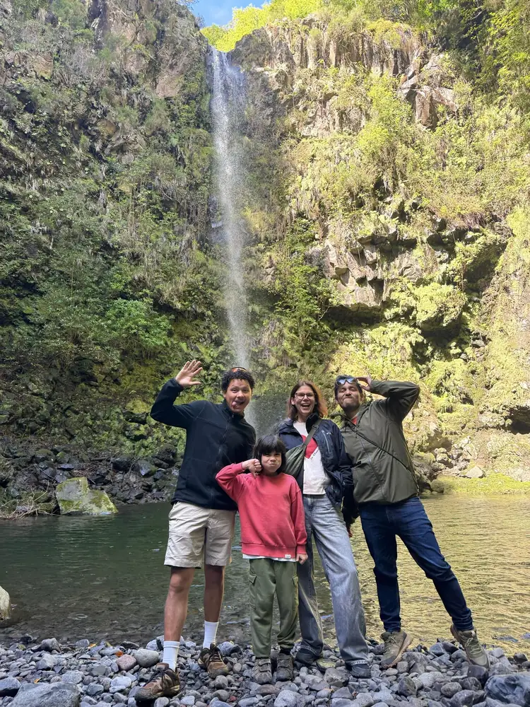 Private Island Tour group at a waterfall